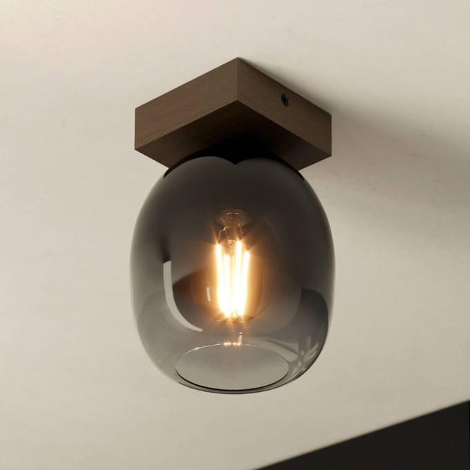 EGLO Filago Plafondlamp - E27 - 20 cm - Bruin/Zwart - Glas