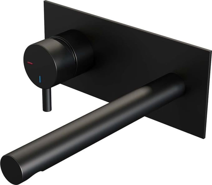 Brauer Black Edition inbouw wastafelmengkraan met rechte uitloop en afdekplaat model B2 mat zwart