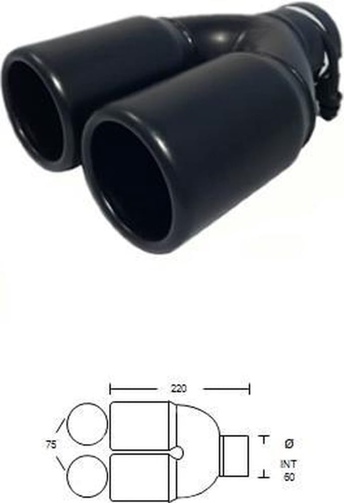 IVOL Zwart Uitlaatsierstuk Dubbel - passend 45-60 mm