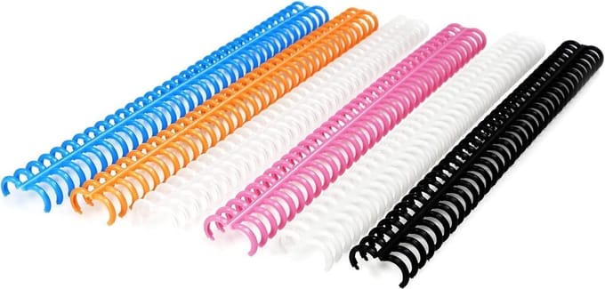Click Binding Spines voor 75 Bladen, 12mm Dikte, 34 Ringen, Multicolor, Verpakking van 30 Stuks voor Creatief Gebruik