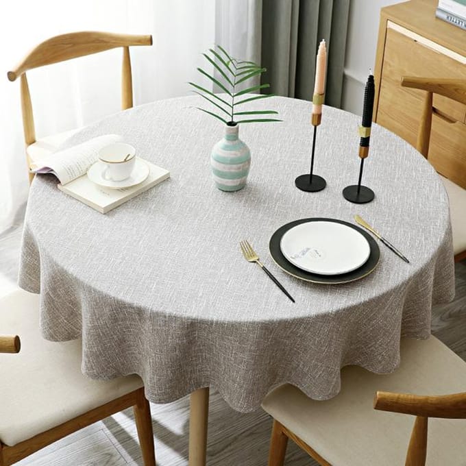 Grote ronde tafelkleed effen kleur katoen en linnen eettafel tafelkleed 200cm