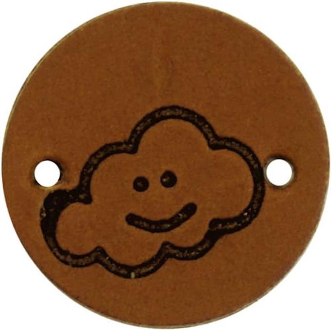 Durable Leren Label met Wolkopdruk – 2 cm – Set van 2 Stuks