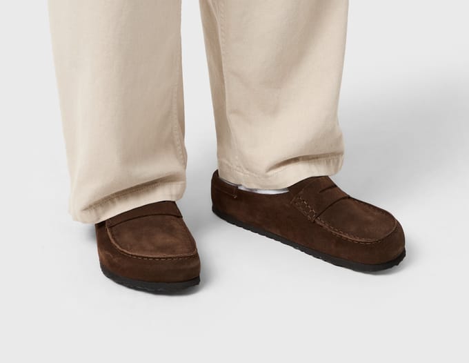 Birkenstock Naples Wrapped Suede Leather Sandalen bruin