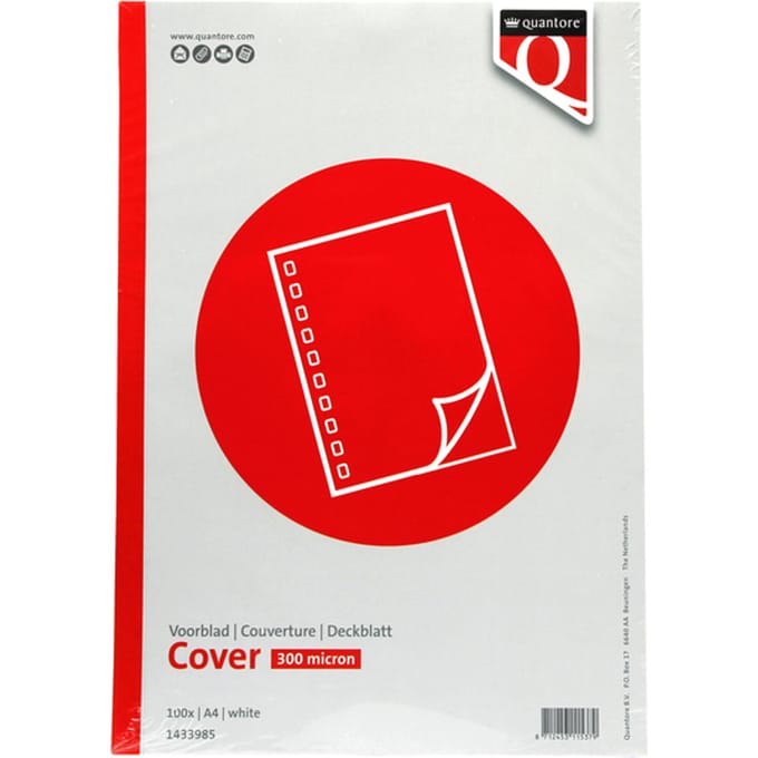 Voorblad Quantore A4 PP 300 micron wit 100 stuks
