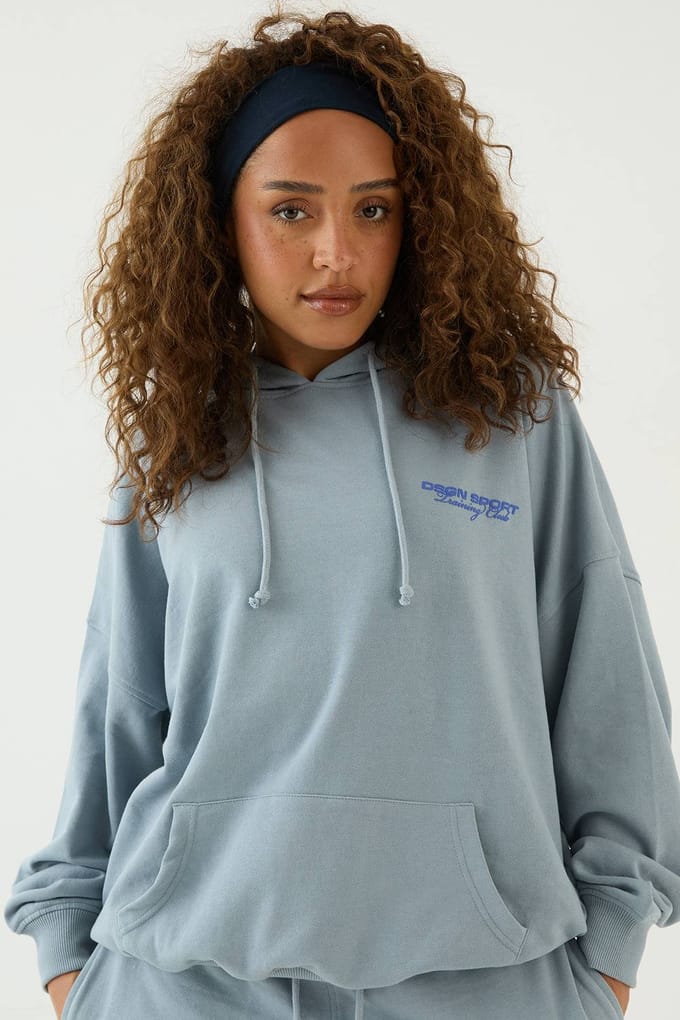 Dames Dsgn Studio Training Club Lichtgewicht Oversized Hoodie | Leisteen Blauw | Maat: XS
