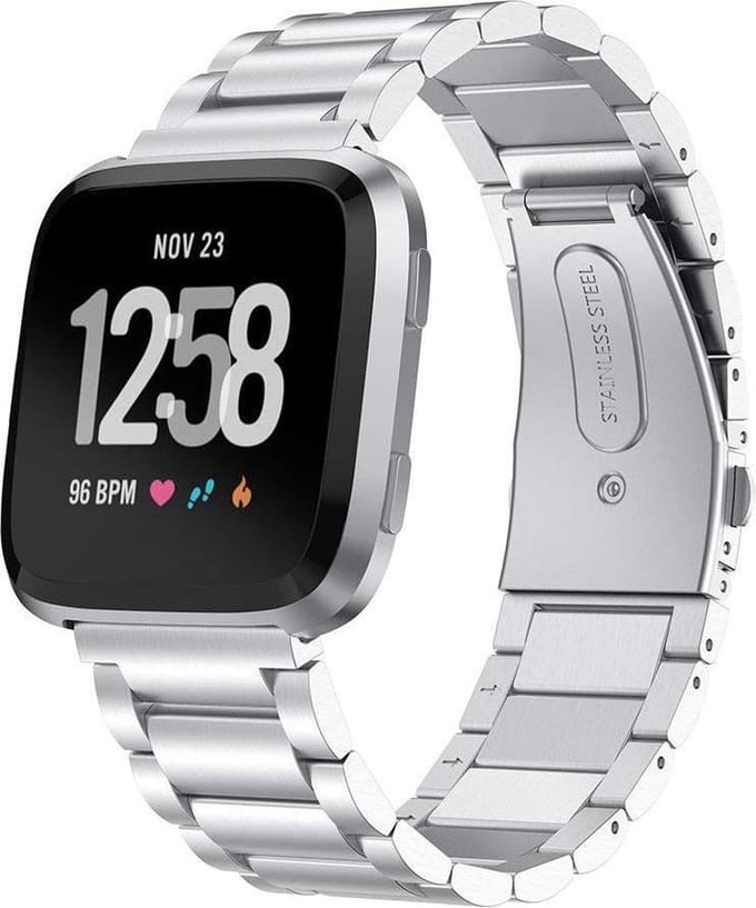 DrPhone Fitbit Versa /Versa 2/ LITE/ SE Roestvrij Metalen Stalen Armband - RVS - Zilver