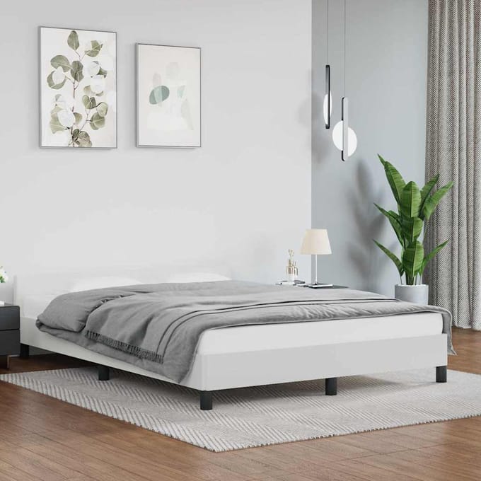 vidaXL - Bedframe - met - hoofdeinde - zonder - matras - 140x190 - cm - wit