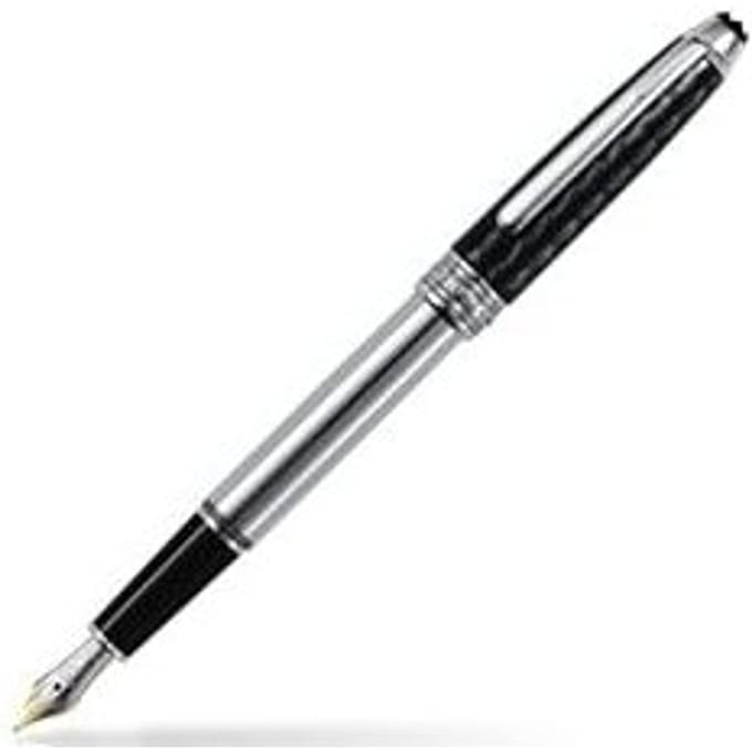 Montblanc vulpen, classique carbon steel, met carbon dop, 18 krt medium penpunt, kleur staal