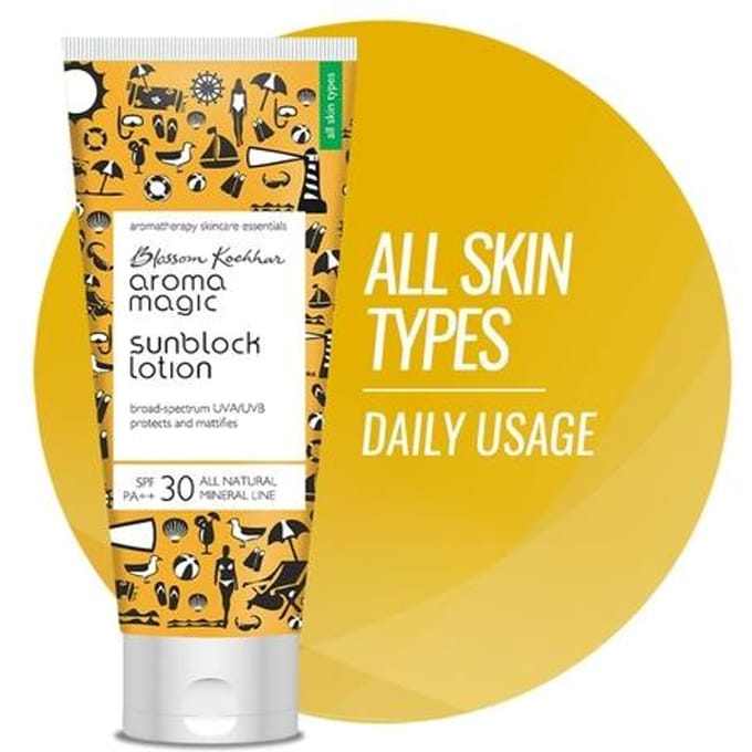 Aroma Magic SPF 30 PA ++ Matte Sunblock Lotion With Broad Spectrum Protection UVA/UVB |For All Skin |100 ml yellow