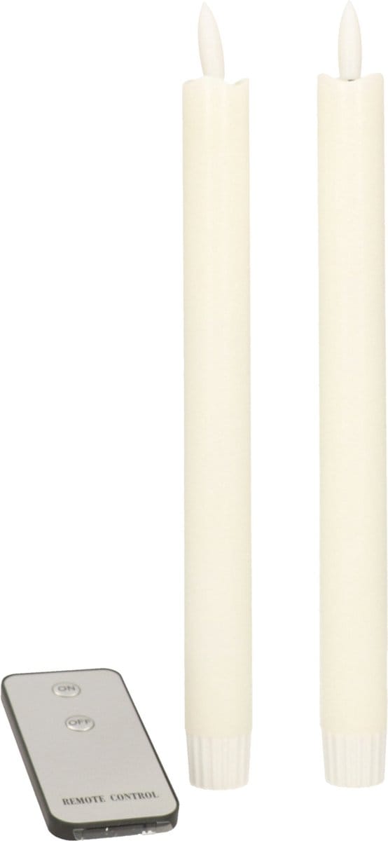 Anna's Collection LED dinerkaarsen - 2x - wit - 23 cm - met afstandsbediening