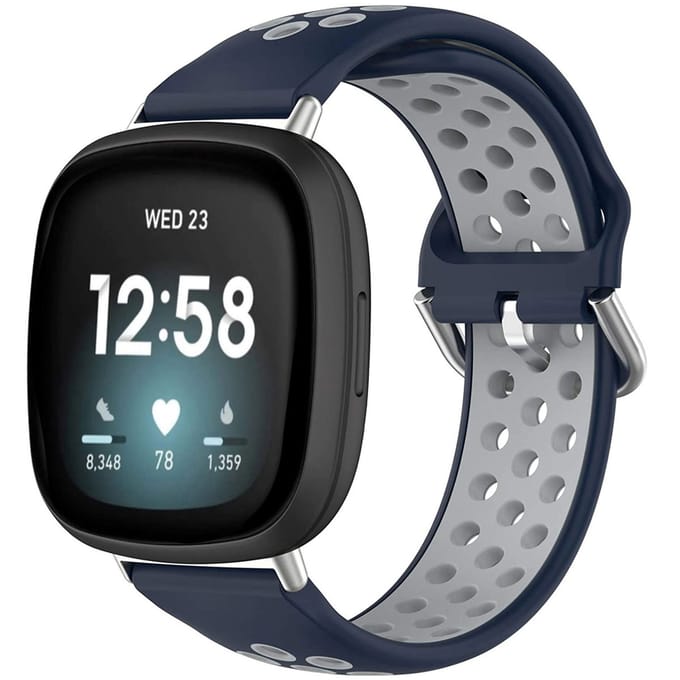 Siliconen sport bandje - Geschikt voor Fitbit Sense/ Versa 3/ Versa 4/ Sense 2 - Blauw