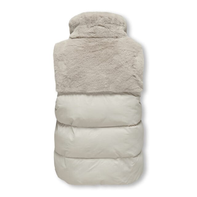 Only Kogwanja fur puffer mix waistcoat otw beige