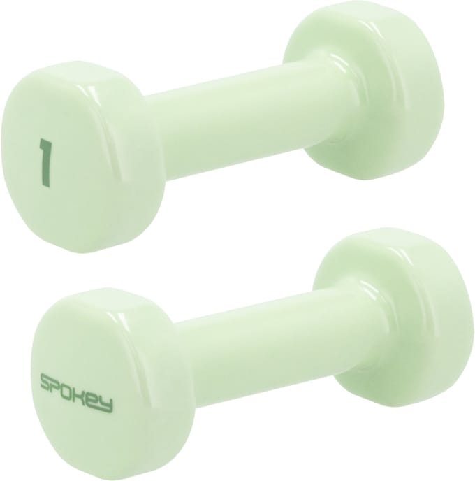 Spokey SHAPE Halterset - Groen - 2 x 1 kg - Gietijzer - Vinyl coating - Antislip grip