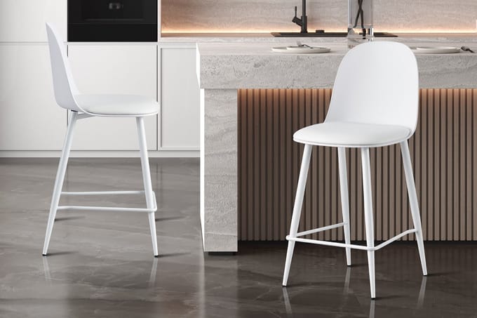 Barstoel Jasmin - 44x51x100cm - Met Kussen - Wit