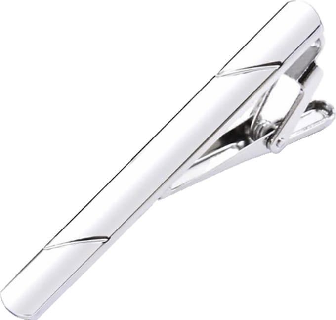 Fako Bijoux - Dasspeld - Stropdas Clip - Tie Clip - Deluxe - Double Stripe - Striped - 58mm - Zilverkleurig