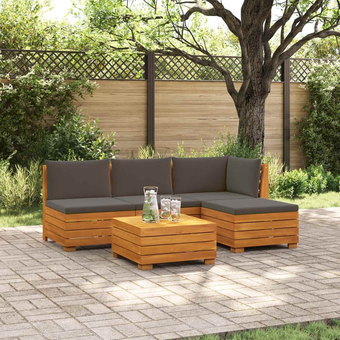 vidaXL - 5 - st - Buiten - bank - set - Massief - Acacia - Hout - Bruin