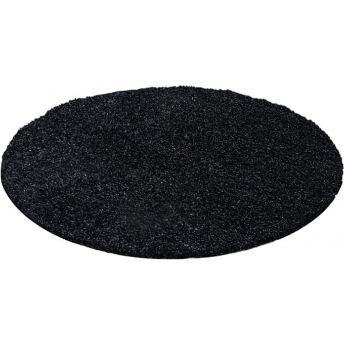 Muratap Basic rond shaggy vloerkleed antraciet hoogpolig- 80 cm rond