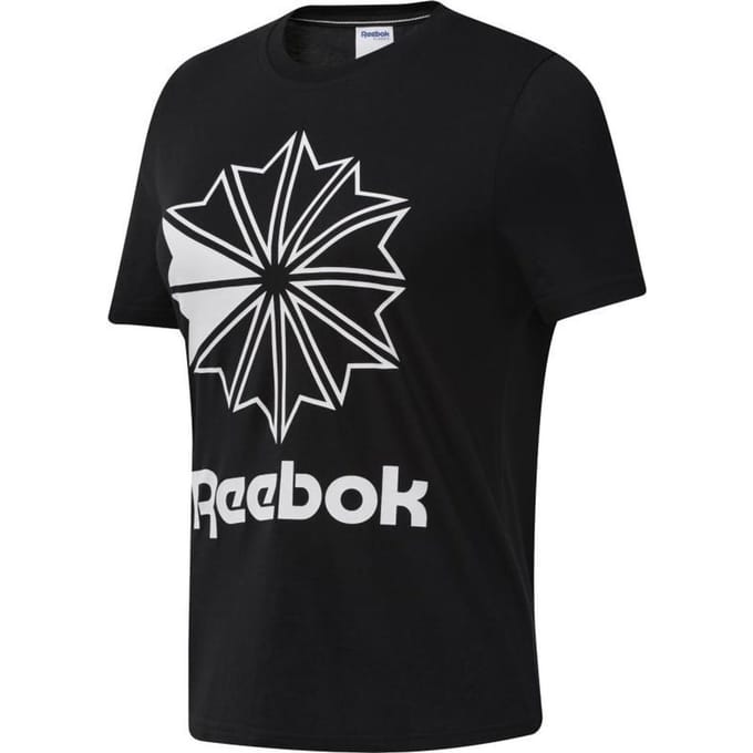 Reebok - Maat S Classics Big Logo Graphic Tee Dames Shirt - Black/White