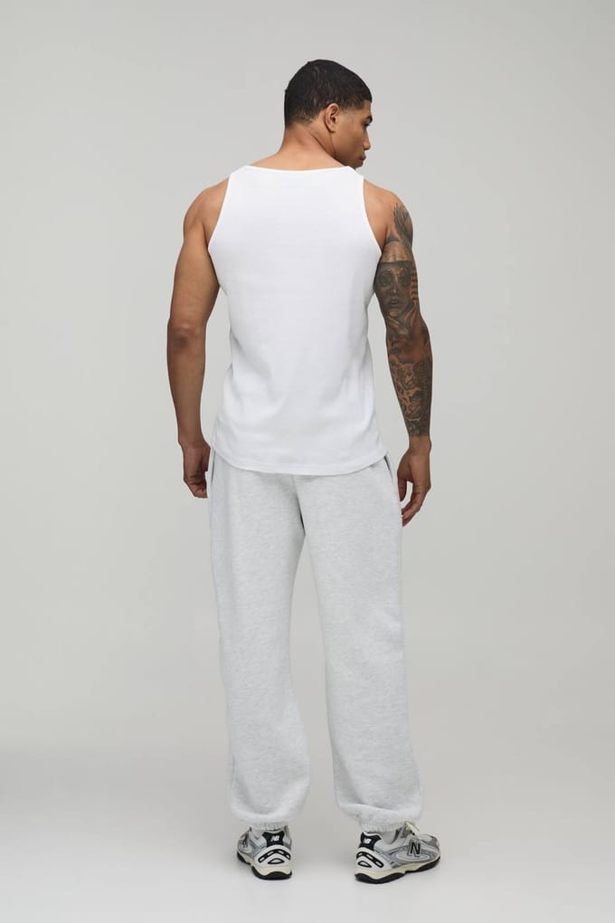 Essential Regular Fit Ribbed Vest | White | Size XS
