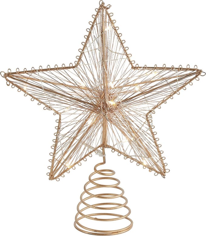 Countryfield kerst ster piek - koper - LED licht warm wit - 25 cm