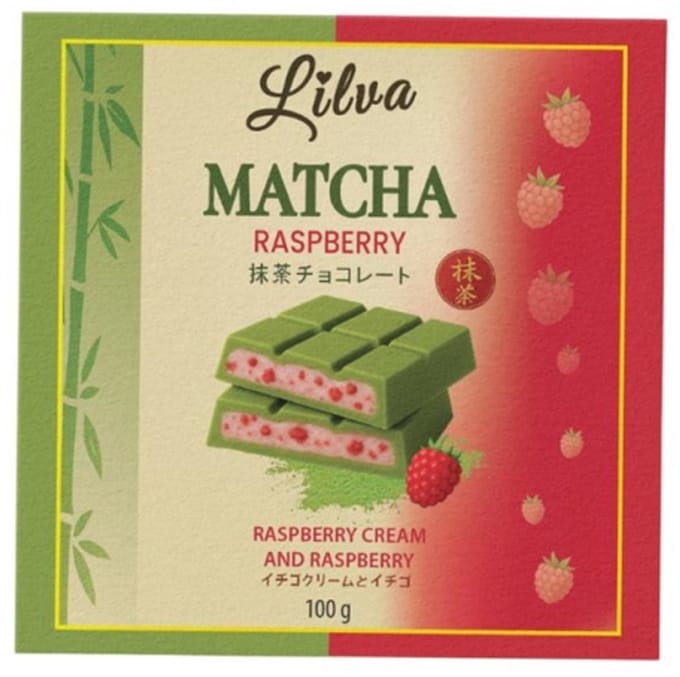 Lilva Matcha Raspberry Framboos Chocolade 100g