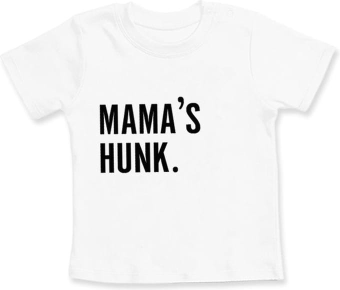 Strijkapplicatie Moederdag - MAMA'S HUNK - ZWART