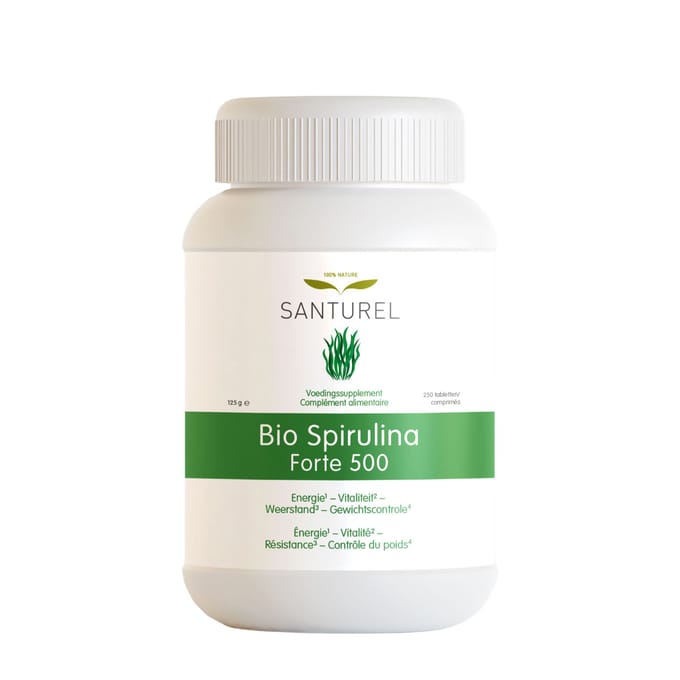 Santurel Bio-Spirulina Forte 500 – Energie, Vitaliteit & Weerstand 250 Tabletten
