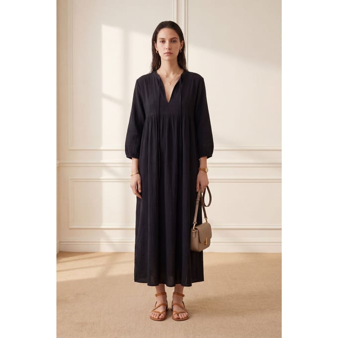 Strikdetail Loose Fit Maxi Jurk
