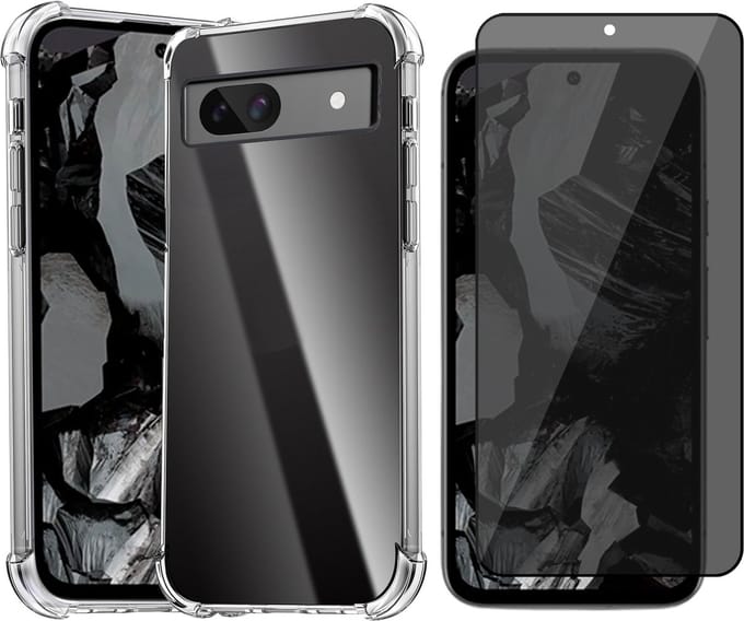 Hoesje geschikt voor Google Pixel 8a - Privacy Screenprotector Volledig Dekkend Glas - Shockproof Transparant