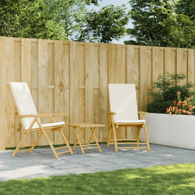 vidaXL - Tuinstoelen - 2 - st - inklapbaar - met - kussens - bamboe