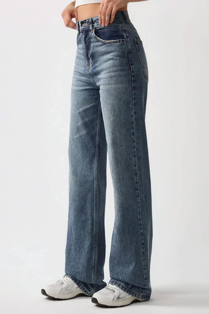 Normale Taille Rechte Pijpen Denim Jeans