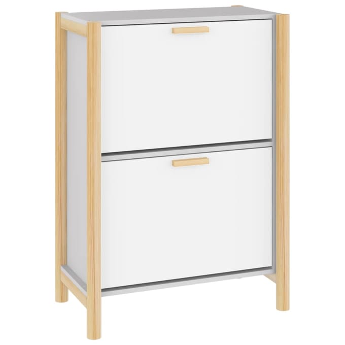 vidaXL - Schoenenkast - 57,5x33x80 - cm - bewerkt - hout - wit
