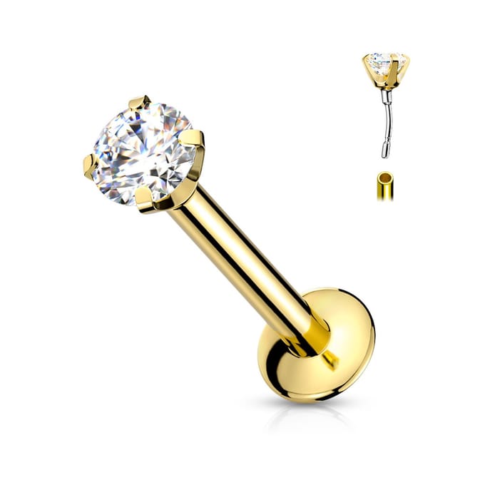Piercing push in - chirurgisch staal - 1.2x8x3 mm - goud - LMPiercings