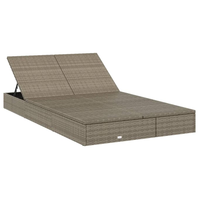 vidaXL - Ligbed - met - kussens - 2-persoons - poly - rattan - grijs