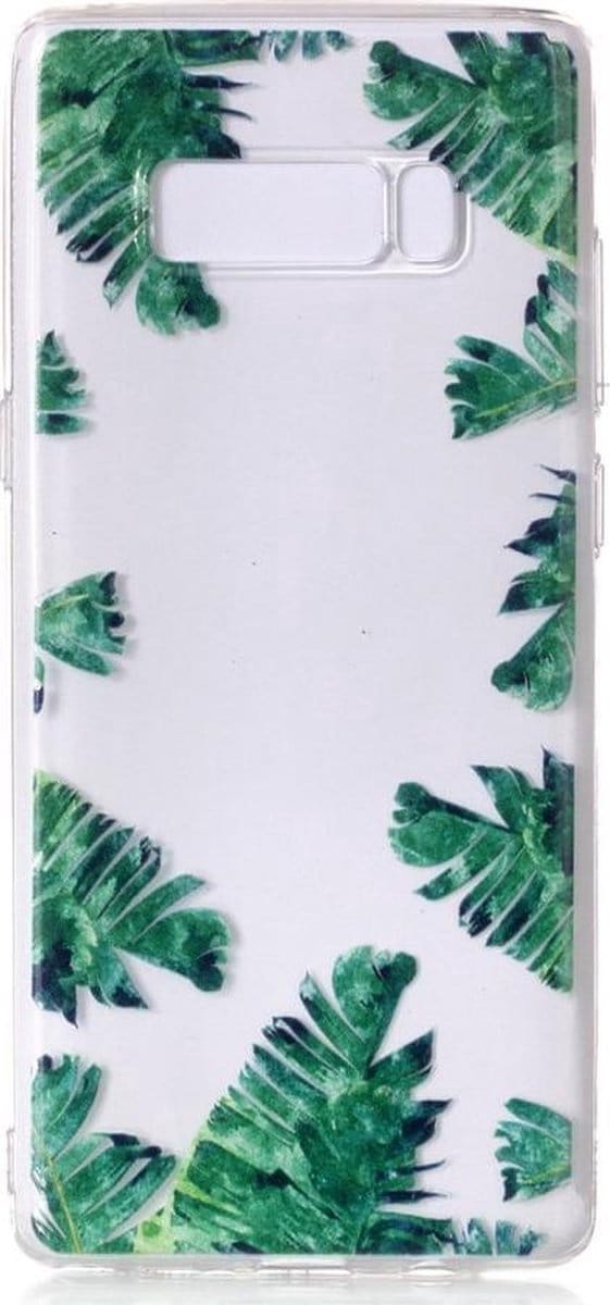 Shop4 - Geschikt voor Samsung Galaxy Note 8 Hoesje - Zachte Back Case Bladeren Transparant