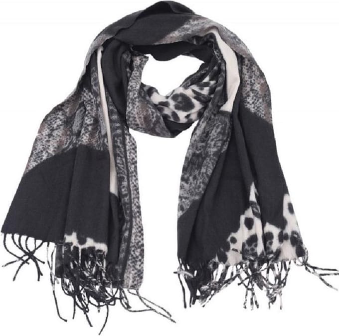 Warme dames sjaal panterprint luipaard  - leopard - luipard zwart