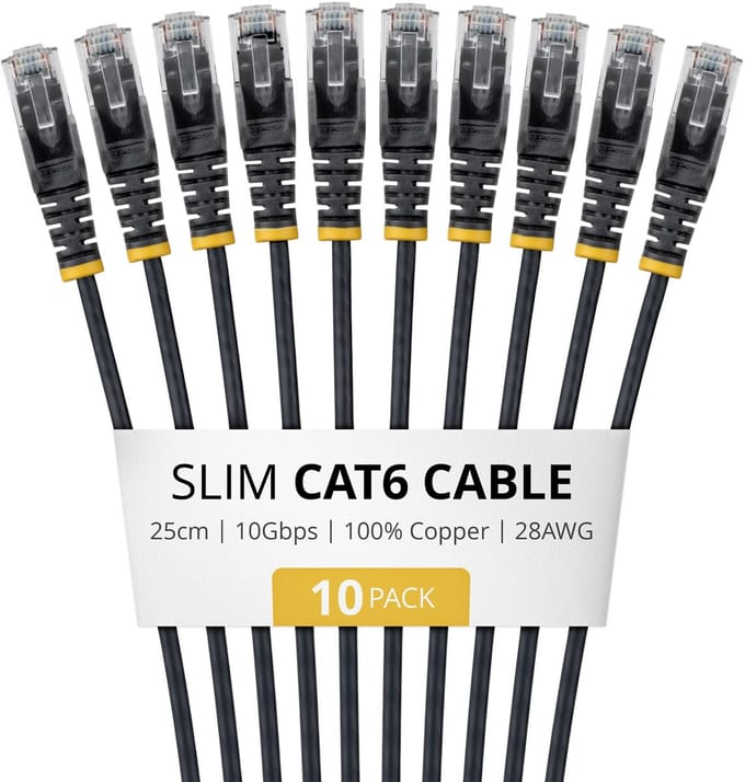 StarTech.com N6PAT25CMBKS10PK netwerkkabel Zwart 0,25 m Cat6 U/UTP (UTP)