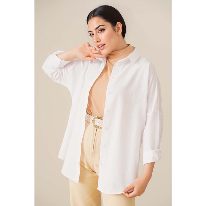 Ontspannen Pasvorm Poplin Shirt met Knopsluiting