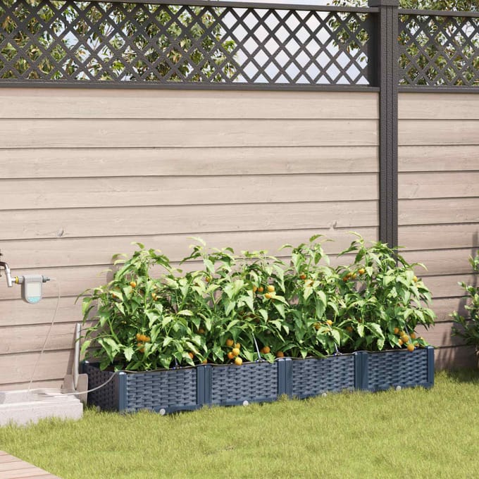 vidaXL - Plantenbak - 4 - st - Grijs - 160 - x - 40 - x - 22 - cm - PP