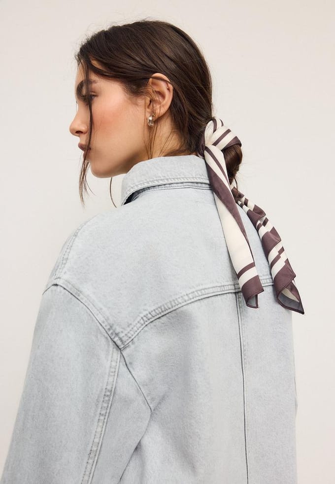 Stradivarius Sjaal met vierkante lijnen  Ecru OS