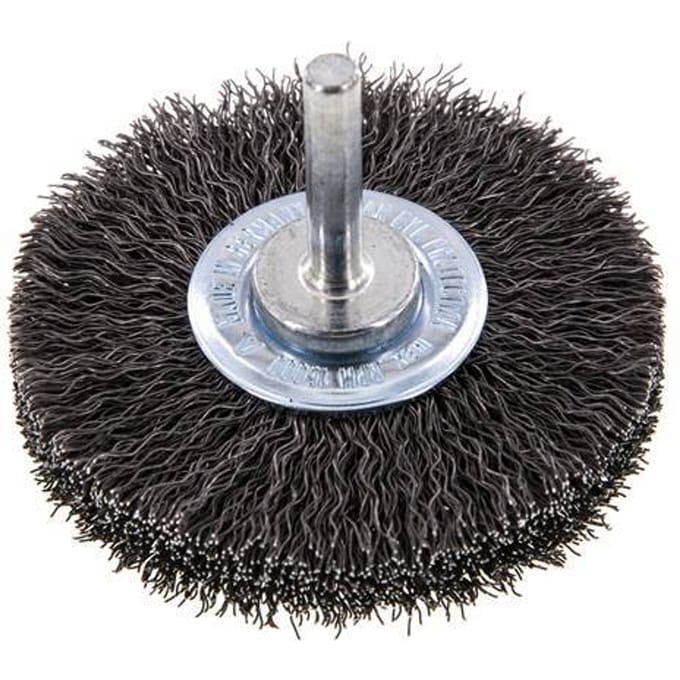 Staaldraad Gegolfde Ronde Staalborstel Diameter 70 mm/ As 6 mm