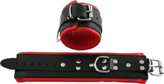 Mister B Leren Enkelboeien - Zwart/Rood