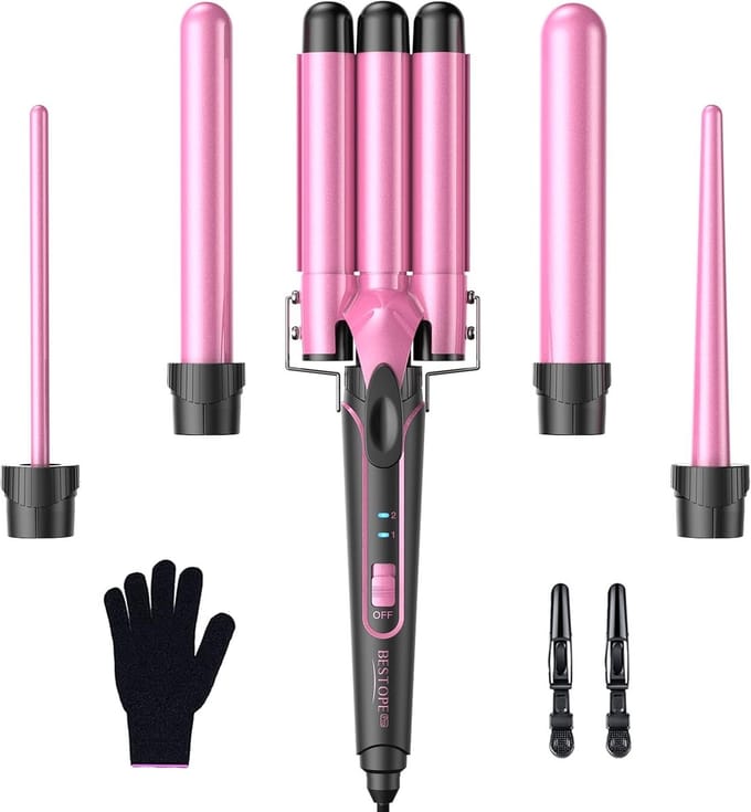 Krultang Set 5-in-1 met Keramische Vaten voor Diverse Krullen