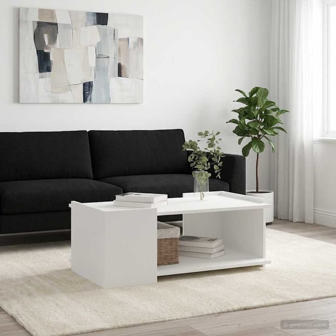 vidaXL - Salontafel - Wit - 90 - x - 50 - x - 33 - cm - Bewerkt - hout