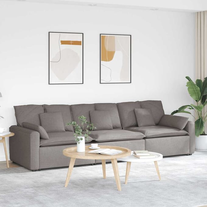 vidaXL - Modulaire - bank - met - kussens - taupe
