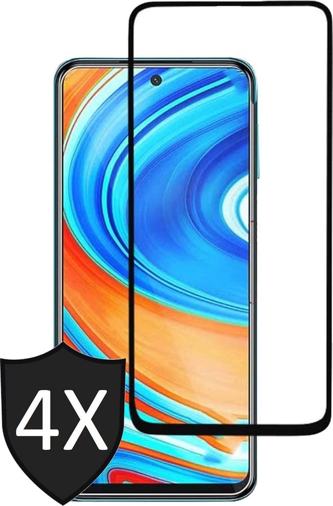 Screenprotector geschikt voor Xiaomi Redmi Note 9 Pro - Full Screen Protector Glas - 4 Stuks