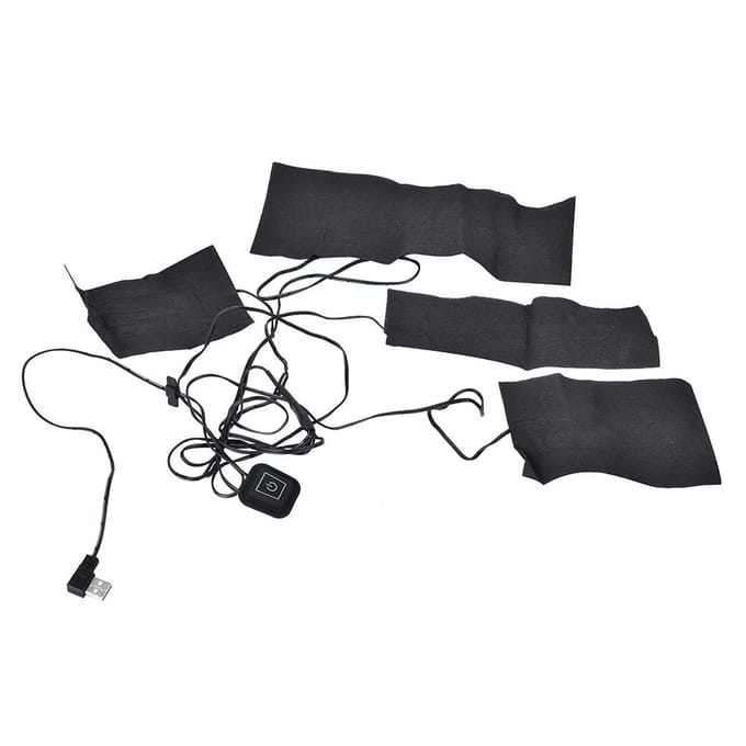 Veste Chauffante Électrique USB 5V 2A Coussin Chauffant Température Réglable Kit 4 en 1 black