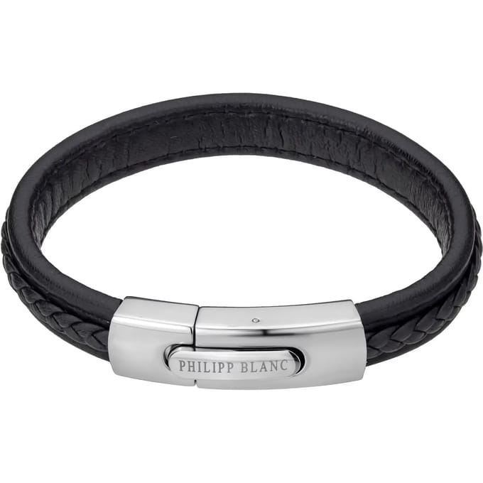 Echt leer en roestvrij stalen armband Philipp Blanc Henry
