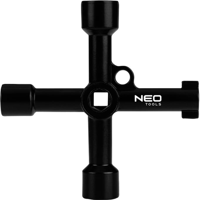 NEO bouwsleutel universeel - kast sleutel - driehoek 9,6mm - vierkant 6,4mm - vierkant 8,2mm - cirkel 5mm
