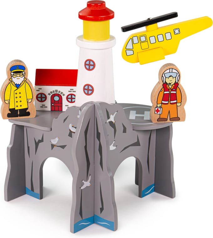 Houten Treinbaan Accessoire: Vuurtoren met Tunnel
